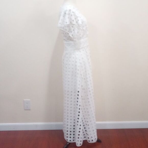 Anthropologie Antik Batik White Eyelet Flutter Sleeve Midi / Maxi Dress - 38 / S - Picture 6 of 14